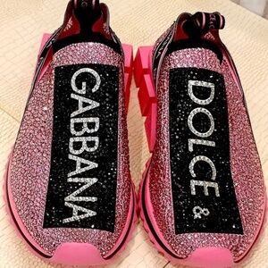 💋 Dolce & Gabbana AUTHENTIC Sorrento Melt Pink Crystals Sneakers 39